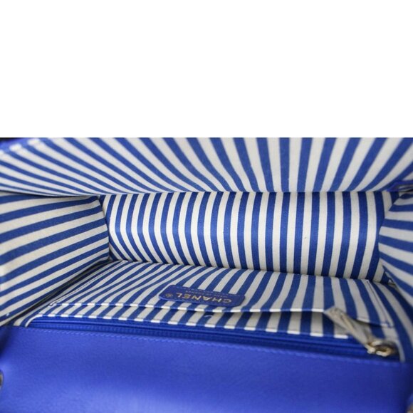 Chanel Coco Envelope Flap Quilted Chevron Leather Crossbody Bag Blue - Picture 11 of 13